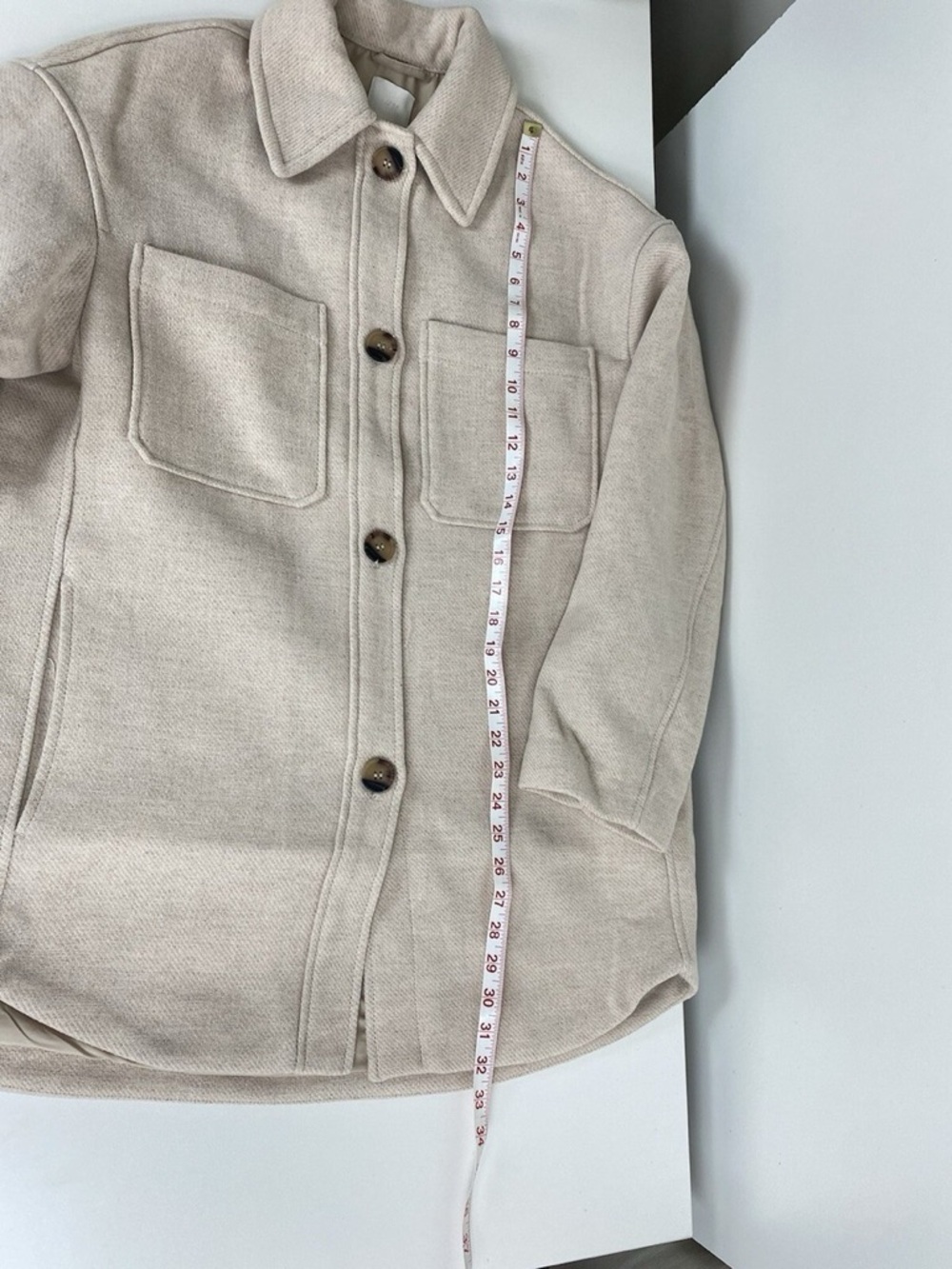 H&M Shirt Jacket Shacket Oversized Size Small Beige - Picture 5 of 8